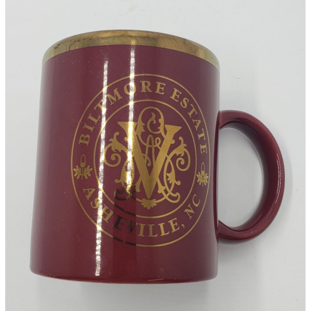 Biltmore Estate Burgundy & Gold Souvenir Coffee Mug Asheville North Carolina
